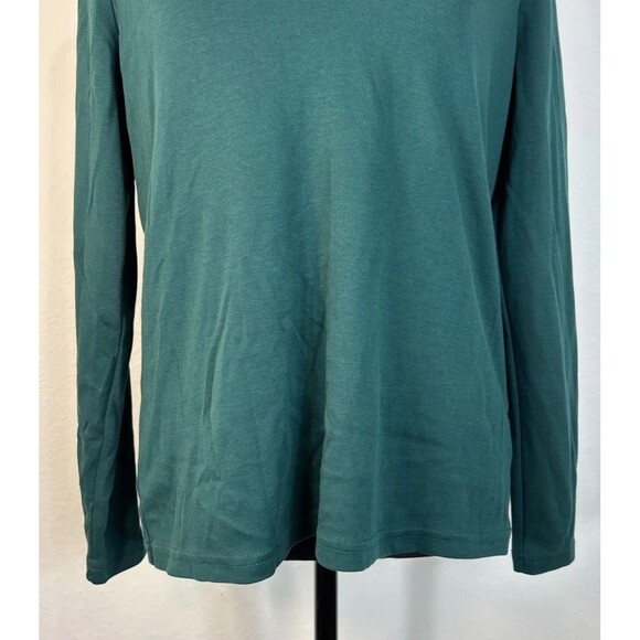LL Bean Pima Shawl Long-Sleeve Dark Green Cotton Tee Size Medium (10/12) - Picture 9 of 12